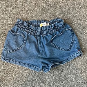 Mini Boden Denim Chambray Shorts with heart pockets
